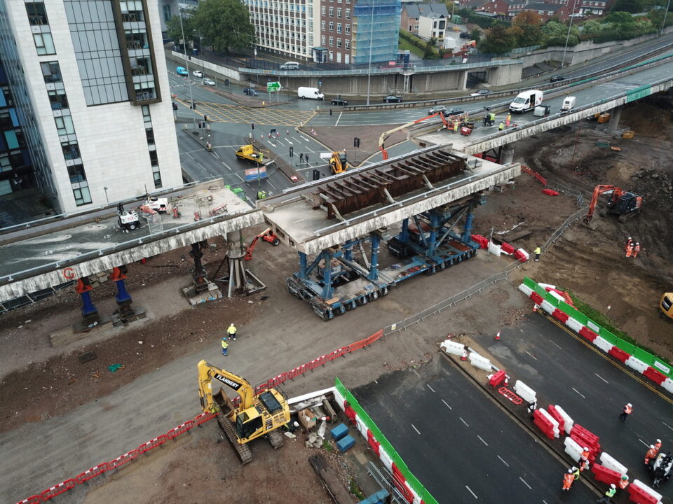 Sarens removing the Churchill Way flyovers, Liverpool