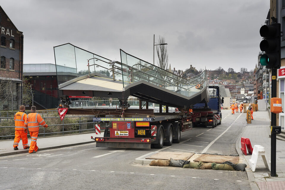 The Brayford footbridge in transit with Intake Transport